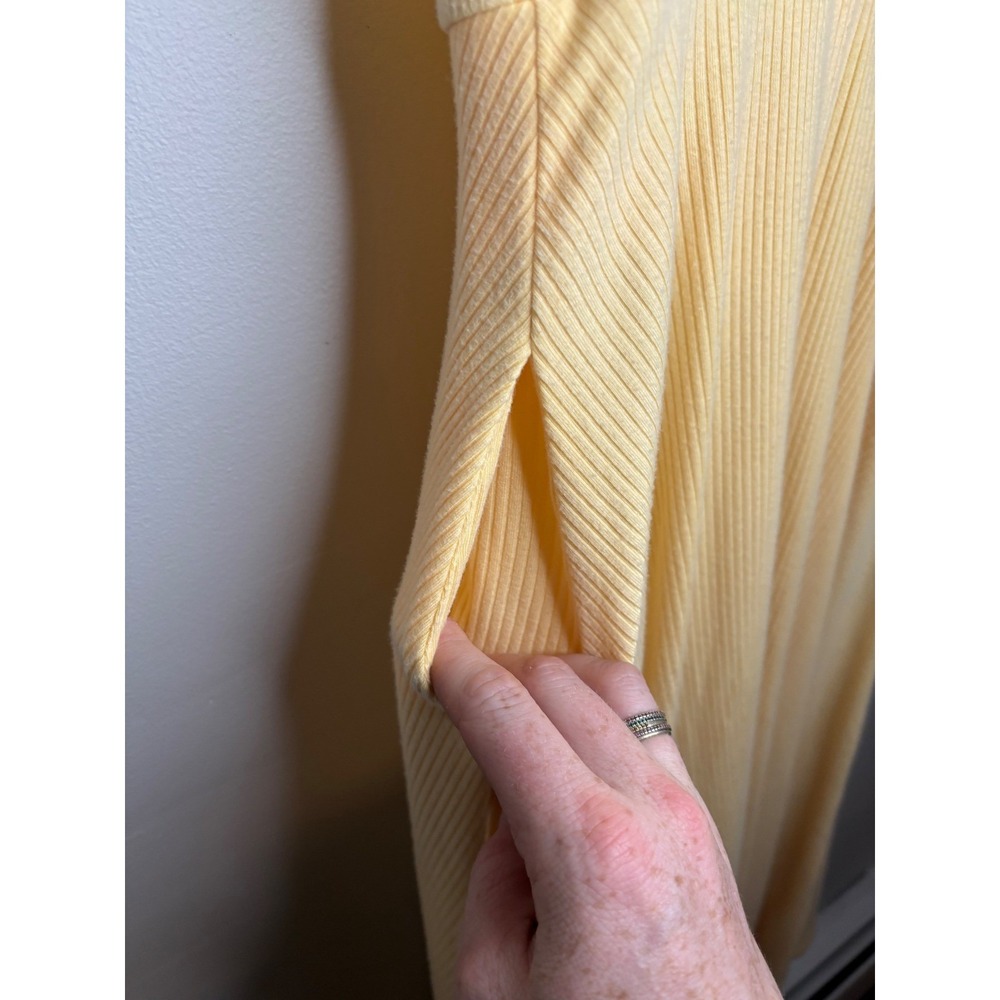 Reformation Small Yellow Ribbed Midi Dress‎ Fit Flare Sleeveless Stretch - Picture 6 of 6
